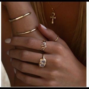 Logan Hollowell x Sjana “Surrender” Sanskrit ring with moonstone, 7.5 US size